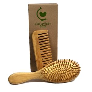 Kit de Cepillo y Peine Para Cabello de Bambú