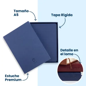 Agenda 2027 CARAVIAN PRO Azul, tamaño A5, tapa rígida y estuche premium