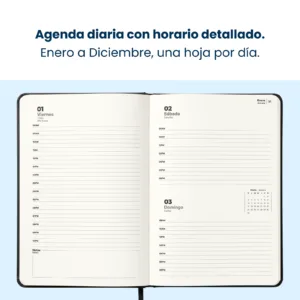 Interior de la Agenda Diaria 2027, una hoja por día con horario detallado