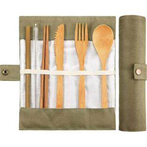 Set de cubiertos de bambú con estuche